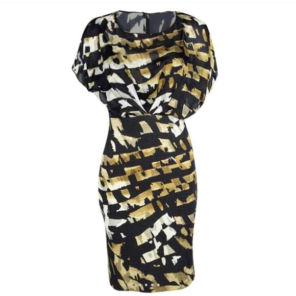 Blumarine Made in Italy Classic Fit Brutalist Print Wool Designer Dress EU38/US4 - Picture 4 of 7